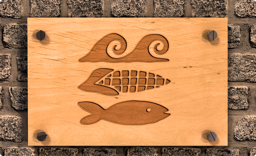 Logo de Mesomar en madera